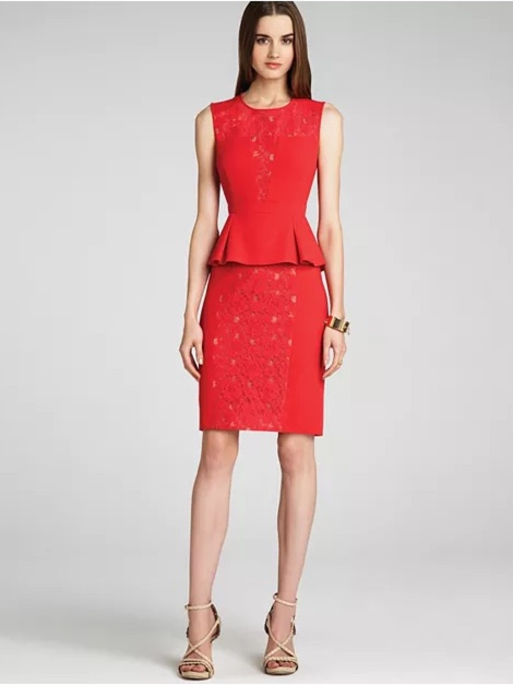 BCBGMaxAzria Red Peplum Sheath Dress 2